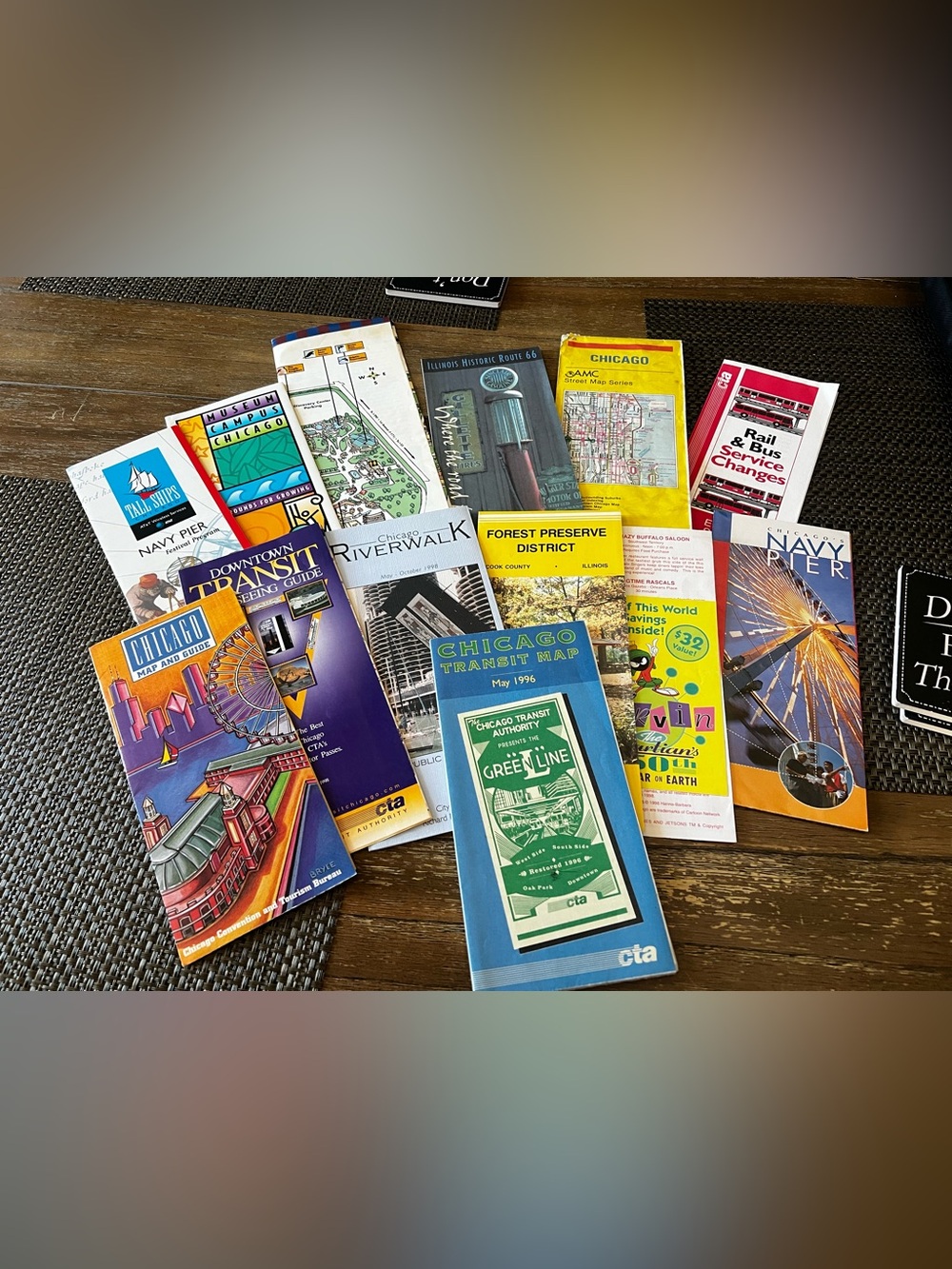Chicago Transit & City Maps Brochure Lot - Multicolor Vintage